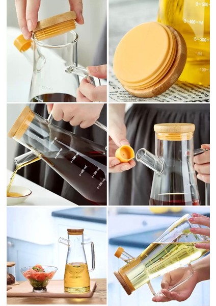 Cam Yağdanlık 500 ml – Bambu Kapaklı, Hava Geçirmez Sirkelik & Sıvı Yağ Şişesi fırsatları