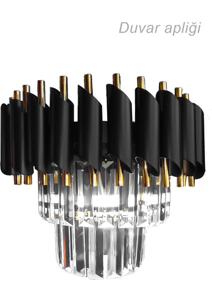 Palmira Kristal Taşlı Lüks Aplik - (Siyah-Gold) modelleri