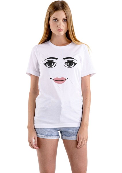 Roblox Women Face Tişört Beyaz