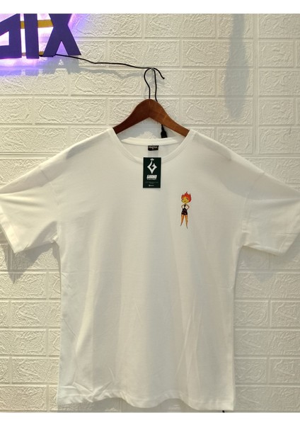 Çiftlere Özel Ateş ve Su Baskılı Oversize T-Shirt