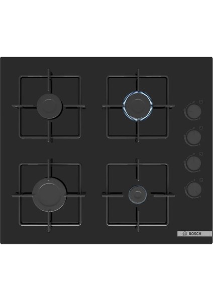 Siyah Gazlı Ocak Dört Gözlü Cam Yüzeyle 7500 W Güç ve Şık Tasarım