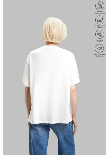 Mono Collectıon Oversize Bisiklet Yaka Pamuk B Harfi Baskılı Kısa Kollu Tişört fırsatları