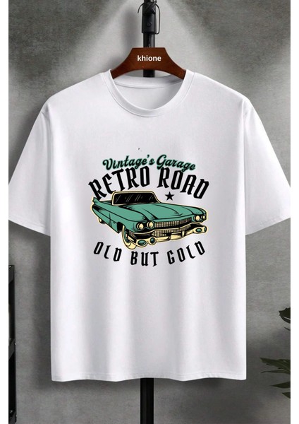 Tasarım Retro Road Baskılı %100 Pamuk T-Shirt