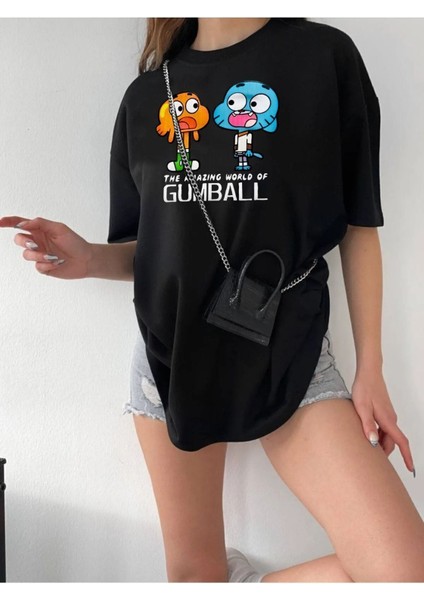 Unisex Rahat Kesim Gumball Karakter Oversize T-Shirt modelleri