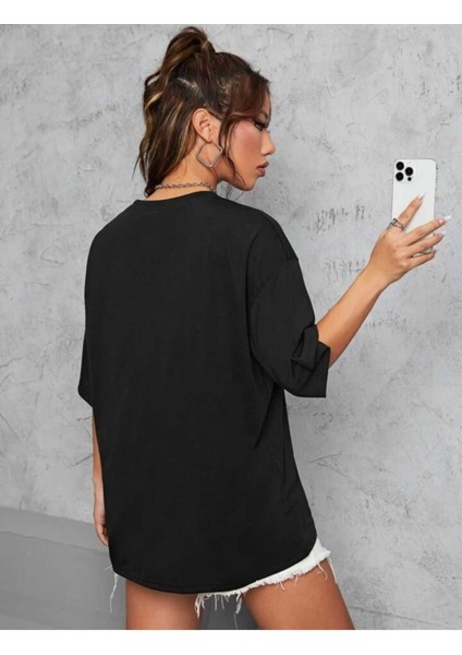 New York Baskılı Oversize T-Shirt modelleri