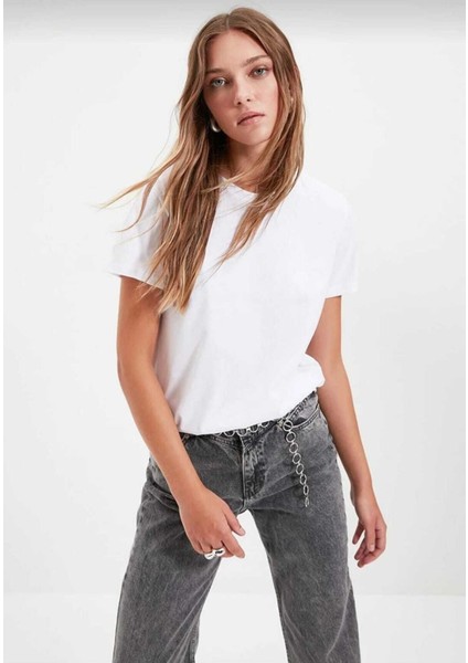 Süper Kalite Kadın Tişört Düz Renk Siyah Beyaz Bisiklet Yaka Organik Pamuk Penye T-Shirt modelleri