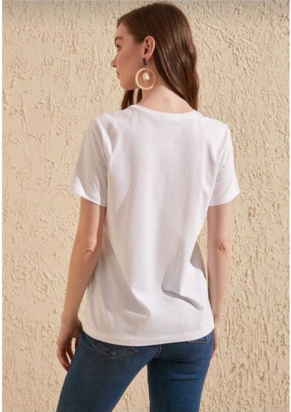 Süper Kalite Kadın Tişört Düz Renk Siyah Beyaz Bisiklet Yaka Organik Pamuk Penye T-Shirt indirimleri