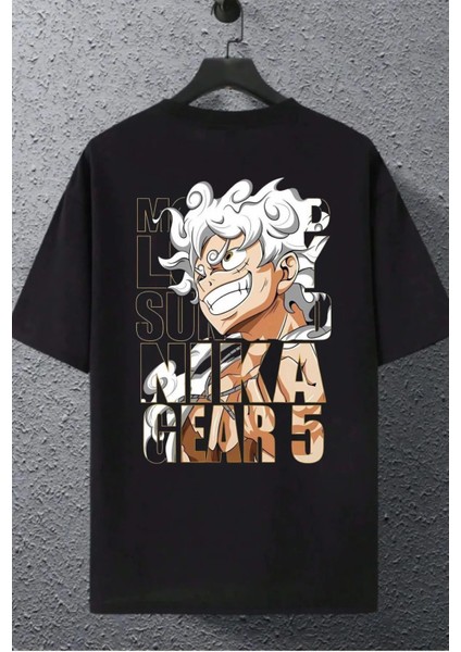 Tasarım One Piece Monkey Nika Gear 5 Anime Baskılı Oversize T-Shirt