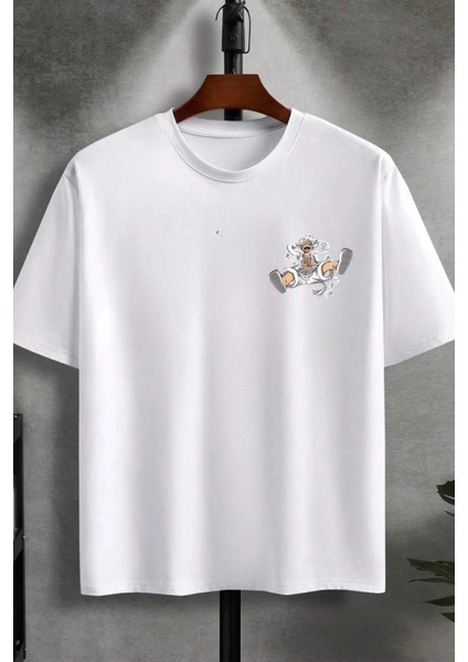 Tasarım One Piece Monkey Nika Gear 5 Anime Baskılı Oversize T-Shirt