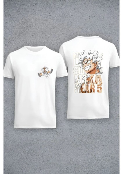 Tasarım One Piece Monkey Nika Gear 5 Anime Baskılı Oversize T-Shirt