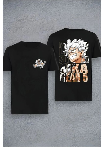 Tasarım One Piece Monkey Nika Gear 5 Anime Baskılı Oversize T-Shirt modelleri