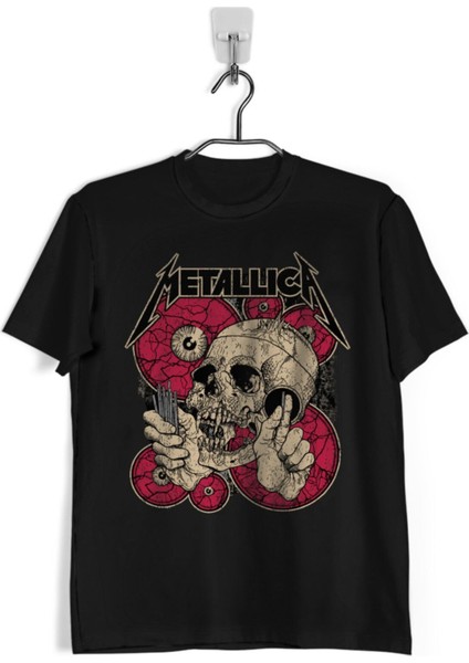 Metallica Baskılı Kısa Kol Bisiklet Yaka Siyah Erkek T-Shirt