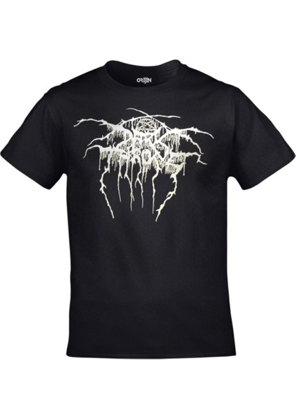 Dark Throne True Norwegian Black Metal Unisex Ön Arka Baskılı Siyah Tshirt