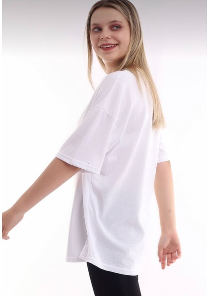 Unisex Pamuk Bisiklet Yaka Boyfriend Örme Oversize T-Shirt modelleri