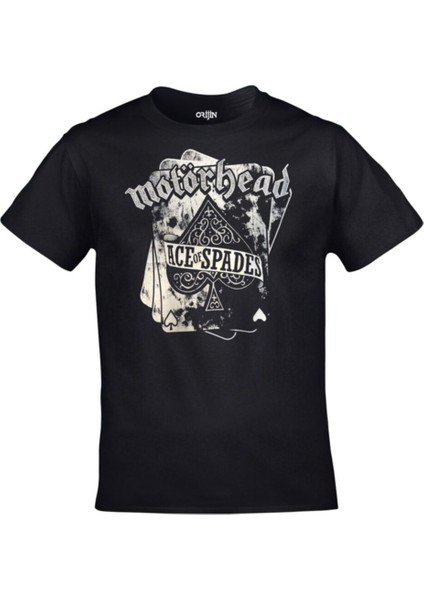 Siyah Motörhead Ace Of Spades Baskılı Tshirt