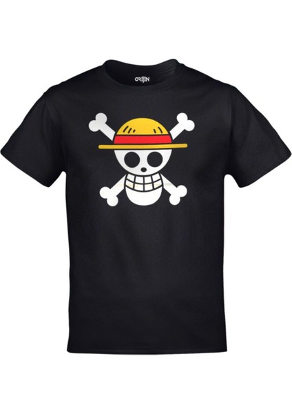 Siyah One Piece Logo Baskılı Tshirt