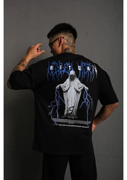 Ritual Baskılı Oversize Pamuk Tshirt modelleri