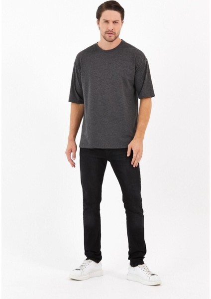 Pamuk Bisiklet Antrasit Gri Oversize T-Shirt modelleri