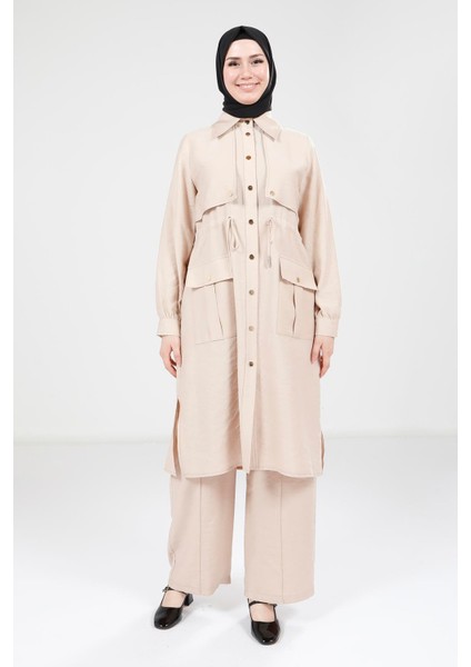 Bej Tunik Pantolon Takım 9240