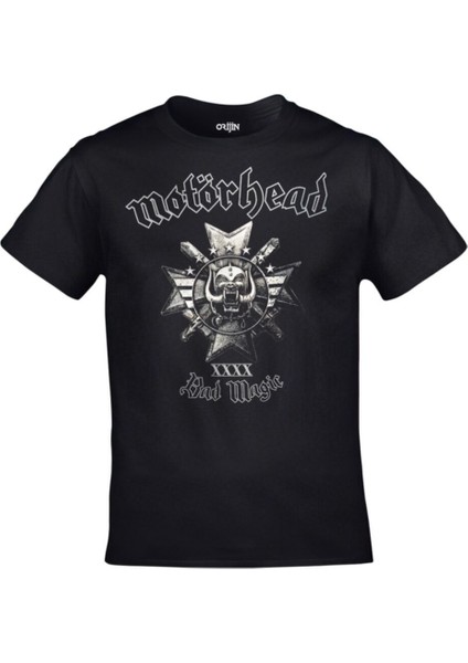 Siyah Motörhead Bad Magic Baskılı Tshirt