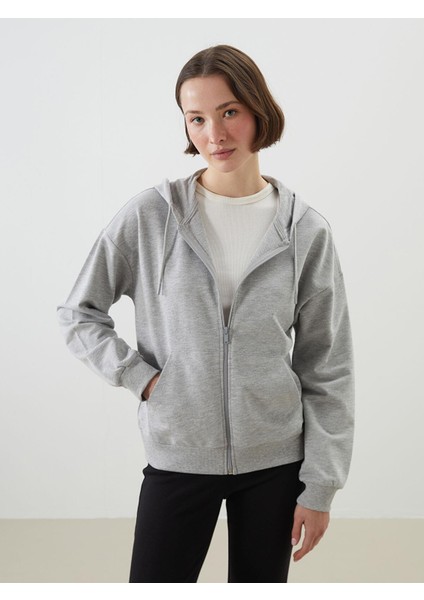 Lcwaıkıkı Classic Kapüşonlu Oversize Kadın Fermuarlı Sweatshirt (S5)