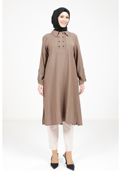 Kolu Apoletli Vizon Tesettür Tunik 9340
