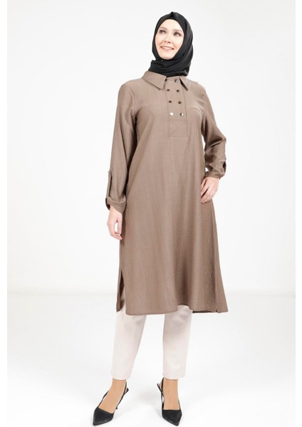 Kolu Apoletli Vizon Tesettür Tunik 9340