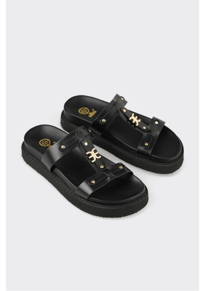 Siyah Deri Kadın Spor Terlik fiyatları