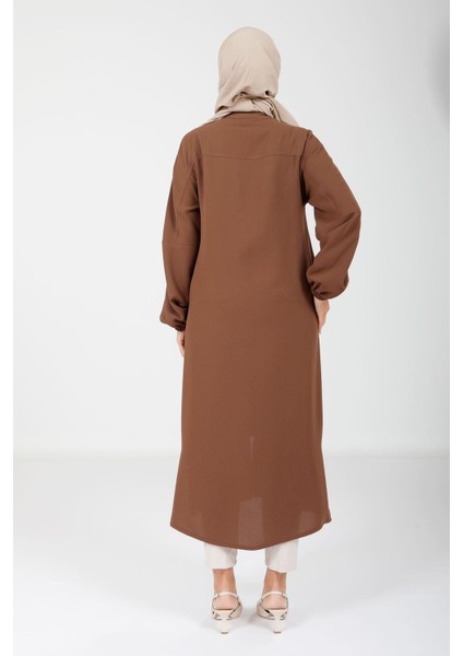 Fermuarlı Tesettür Mocca Renk Giy Çık 4122 Safari fırsatları