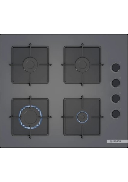 POP6C9P30L Antrasit Gri Gazlı Ocak 4 Gözlü LPG ile Yüksek Güç 7500 W Cam Malzeme