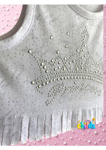 Ikili Crop Kız Çocuk Takım Prenses Taş Baskılı Devore Kumaşından Üretilmiş Şortlu Takım modelleri