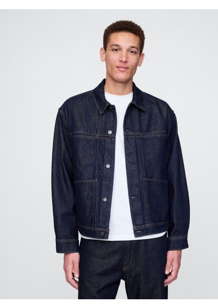 Erkek Lacivert Ultrasoft Boxy Icon Denim Ceket