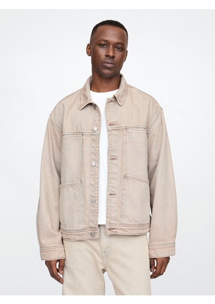 Erkek Bej Ultrasoft Boxy Icon Denim Ceket