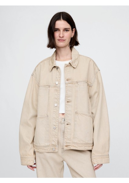 Erkek Bej Ultrasoft Boxy Icon Denim Ceket indirimleri