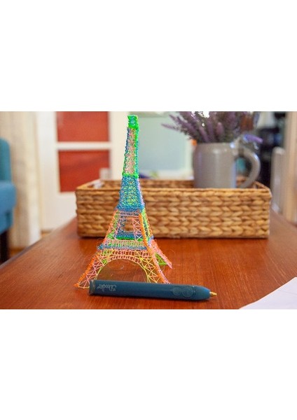 Sarı Renk 3D Kalem + 3 Renk Toplam 10 Metre Pla Filament + Şablon