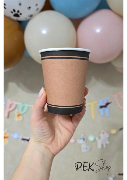 Retro Konsept Kraft Tarçın Renk Karton Bardak 8li