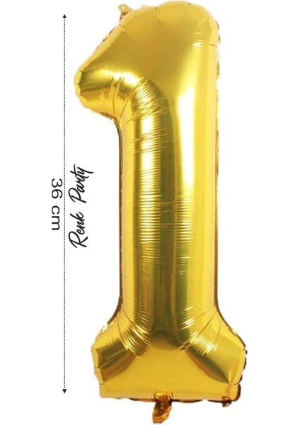Folyo Balon 1 Rakamı Helyum Balon 36 cm Gold Renk - 1 Yaş Balonu - 1 Rakam Balon - 16 Inch