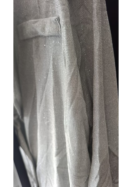 Uzun Büyük Boy Blazers, Rahat Glitter Ceket, Blasier Ceket Simli Kumaş, Oversize Kesim Simli Ceket