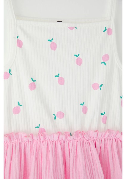 Kız Çocuk Üst Askılı Kaşkosre Limon Baskılı Alt Müslin Elbise fiyatları