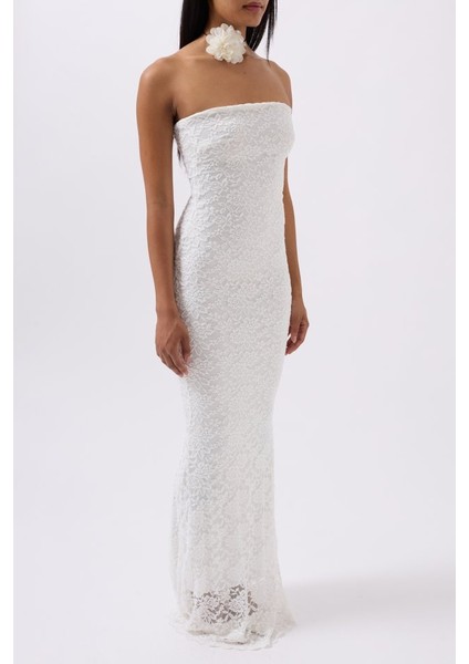 Straplez Dantel Maxi Elbise