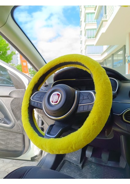 Yumuşak Tüylü Peluş Direksiyon Kılıfı Sarı fırsatları