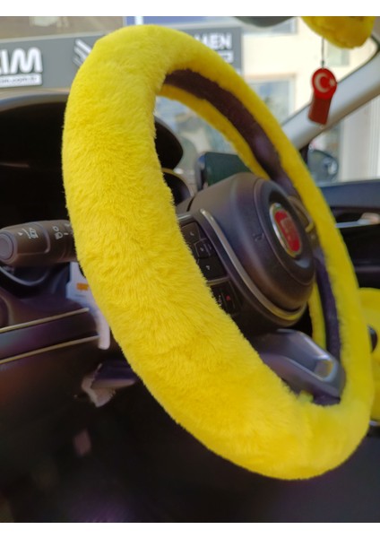 Yumuşak Tüylü Peluş Direksiyon Kılıfı Sarı indirimleri