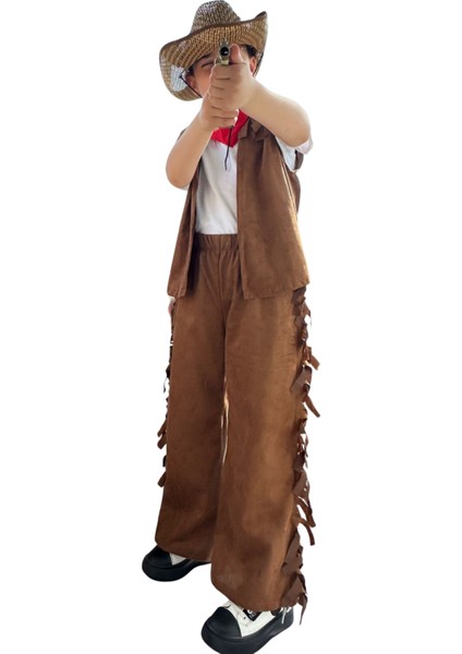 Kovboy Erkek Çocuk Tişört Kombin Kostüm