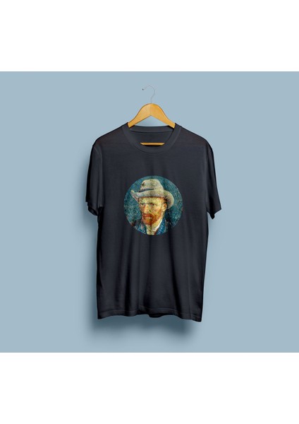 Oversize Van Gogh Şapkalı Portre Tasarım Unisex T-Shirt