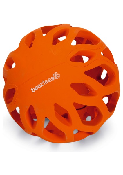 Beeztees Köpek Oyuncağı, Delikli Top, Kauçuk, Turuncu, 11CM