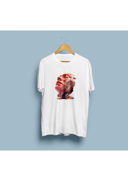 Oversize Renkli Insan Suratı Tasarım Unisex T-Shirt