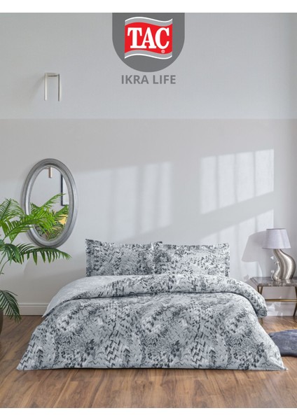 Yeni Sezon Pamuk Saten Çift Kişilik Nevresim Takımı Orniva Gri