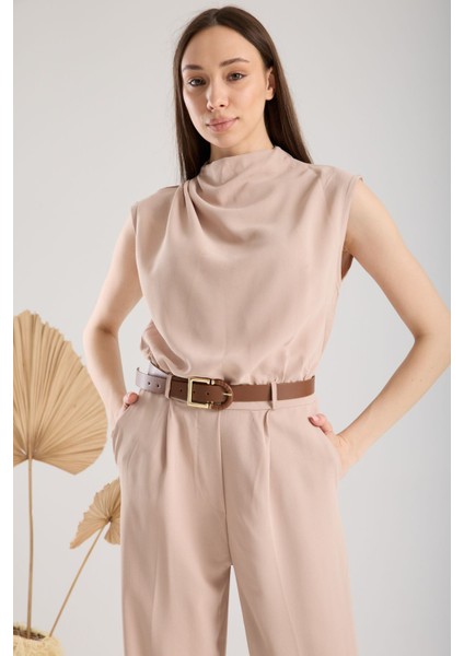 Kemer Detaylı Kadın Tulum