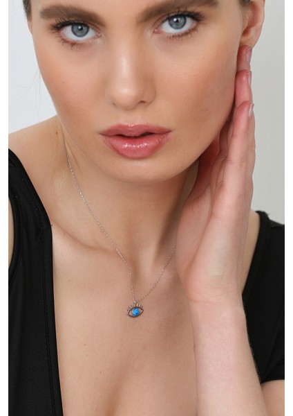 Kadın 925 Ayar Opal Taşlı Göz Kolye