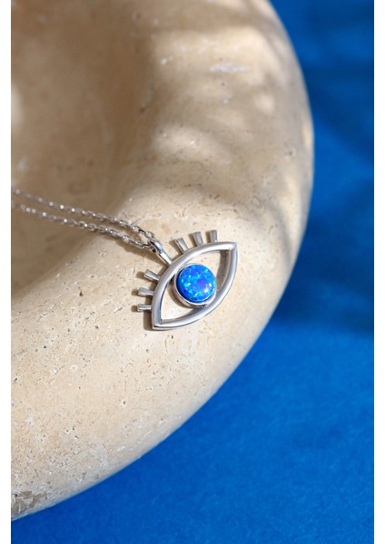 Kadın 925 Ayar Opal Taşlı Göz Kolye modelleri